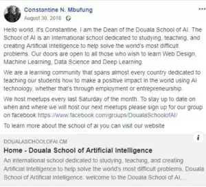 Constantine Ngong Mbufung - Douala school of artificial intelligence
