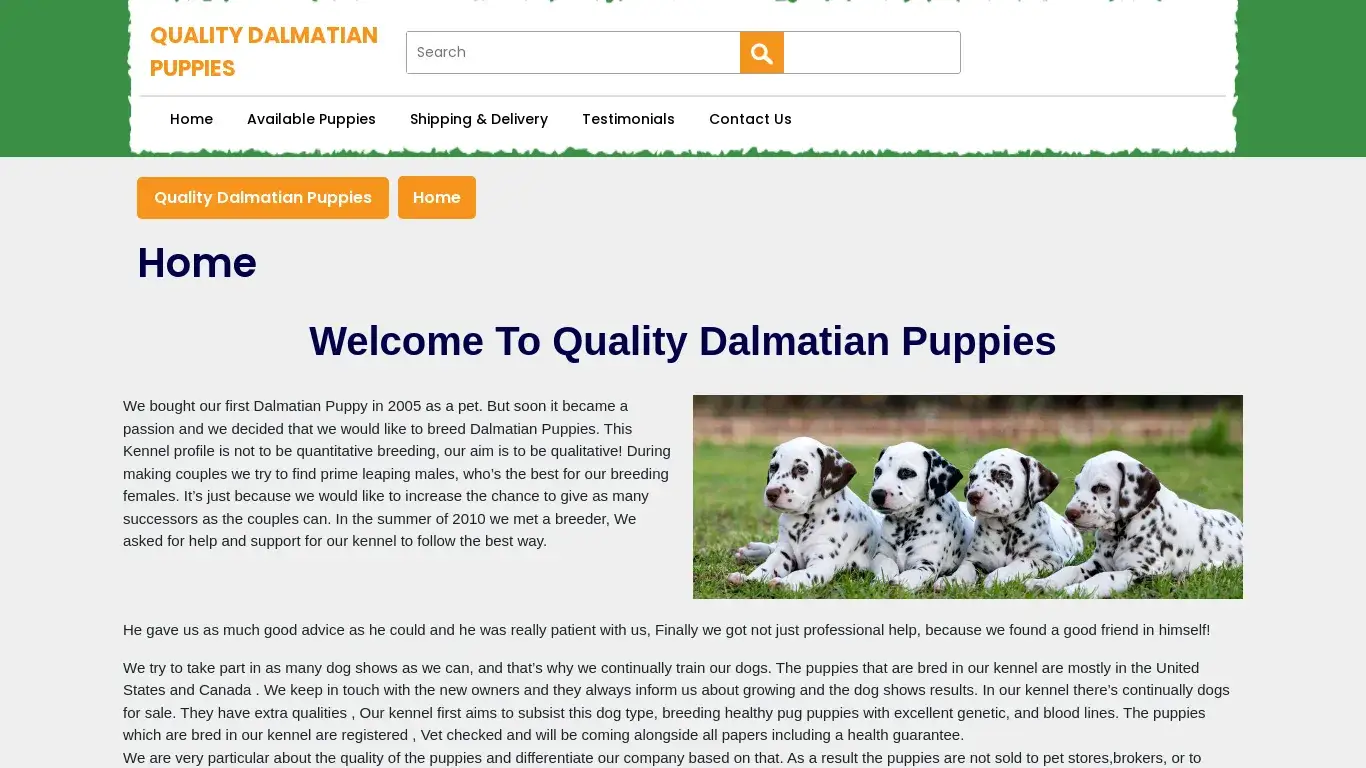 is qualitydalmatianpuppies.com legit? screenshot
