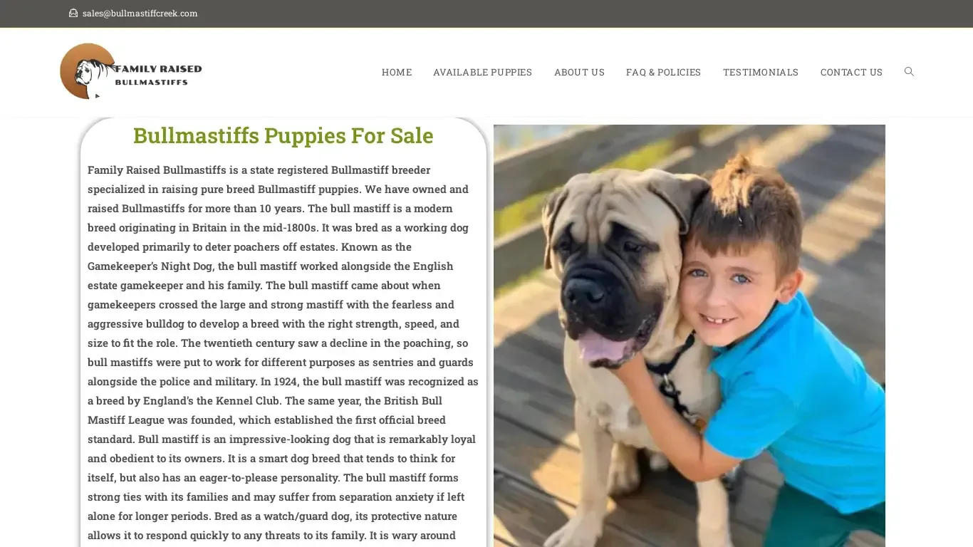 is bullmastiffcreek.com legit? screenshot