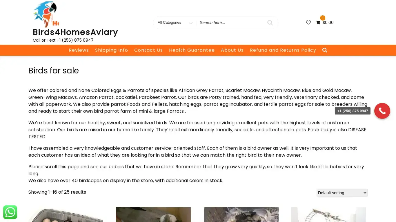 is birds4homesaviary.com legit? screenshot