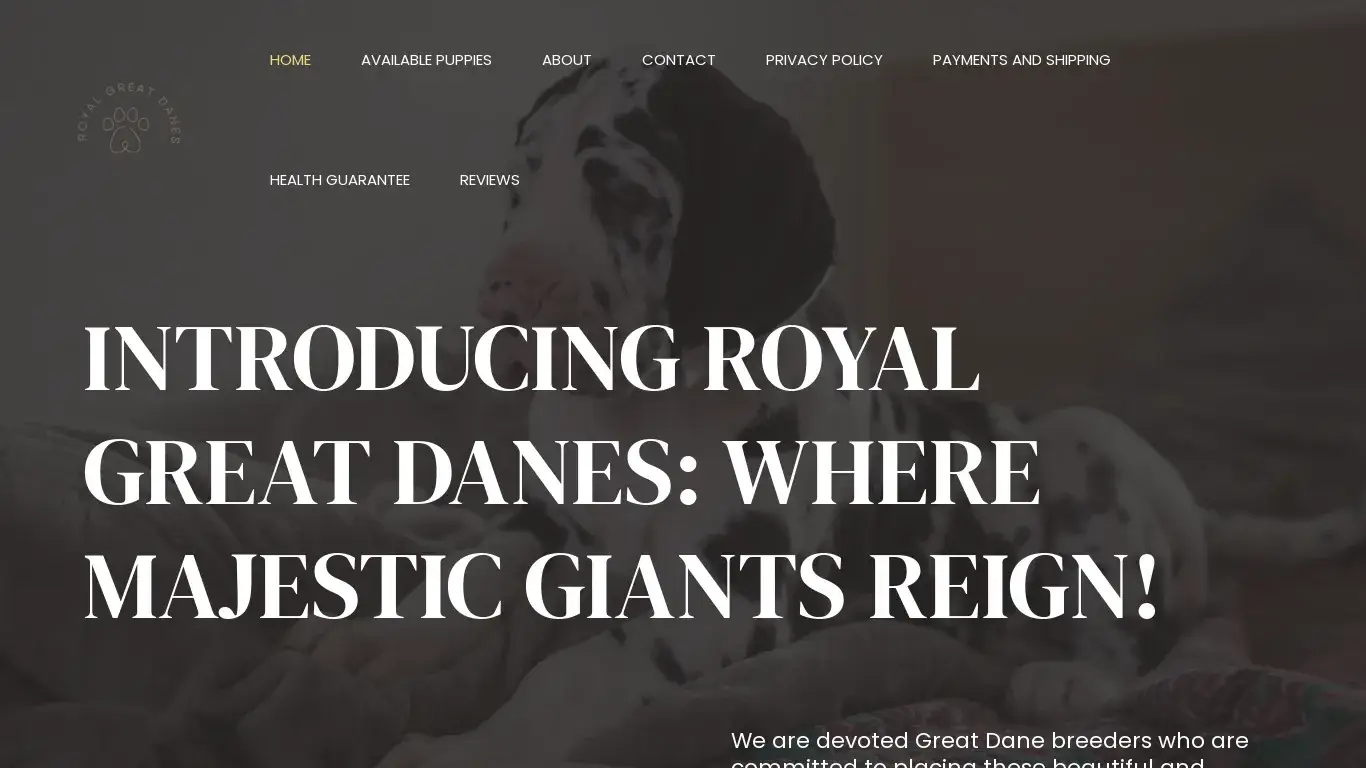 is royalgreatdanes.com legit? screenshot