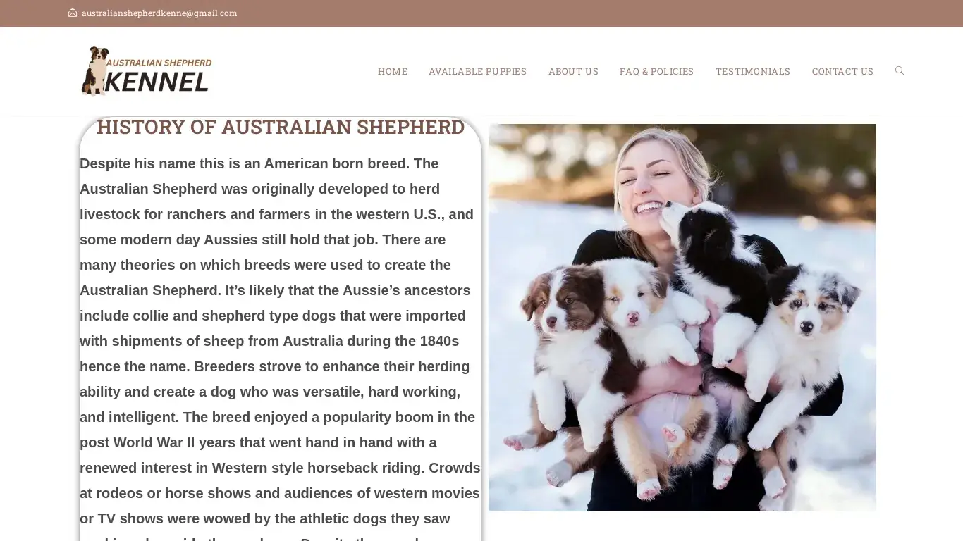 is Australian Shepherd Kennel – Licensed Australian Shepherds Breeders legit? screenshot