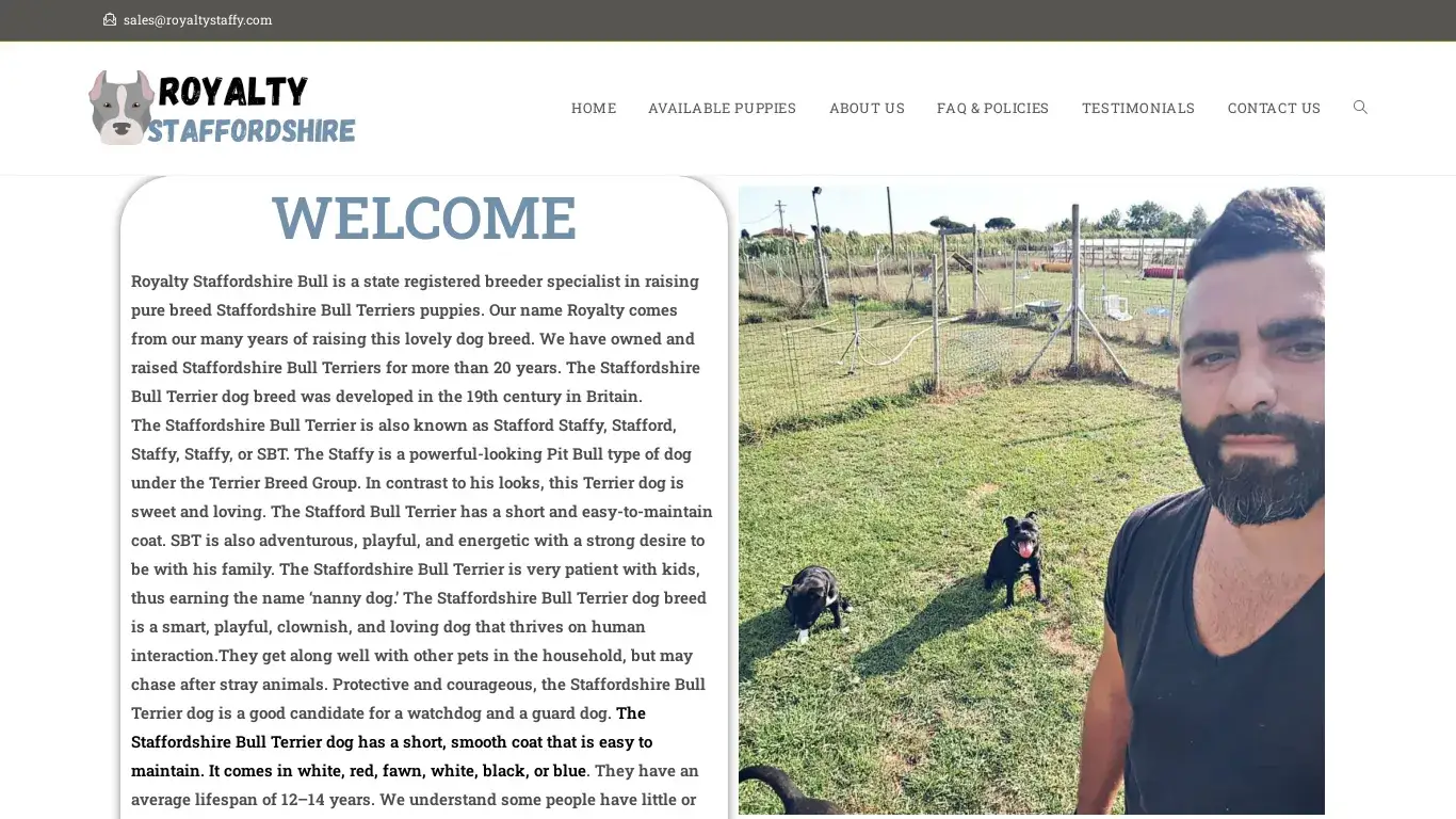 is Royalty Staffordshire Bull – Licensed Staffordshire Bull Terriers  Breeders legit? screenshot