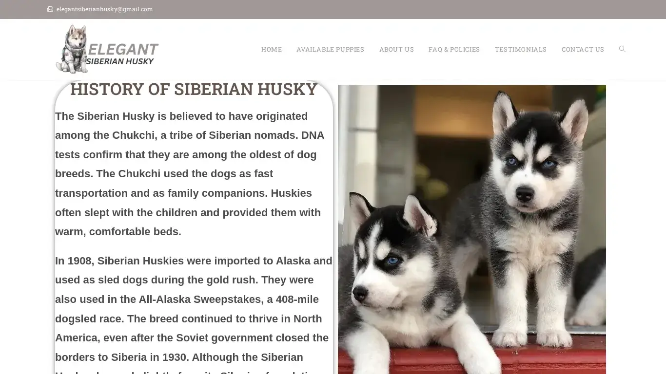 is Elegant Siberian Husky – Licensed Siberian Husky Breeders legit? screenshot