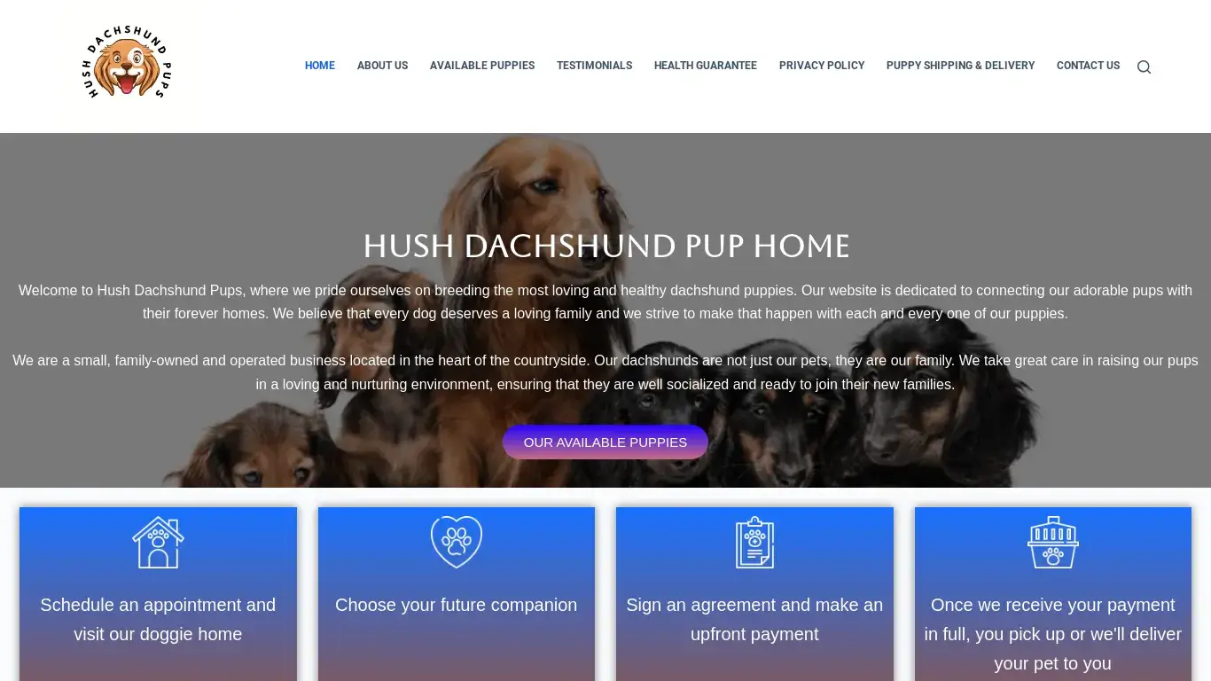 is HUSH DACHSHUND PUPS – Potty Trained Dachshund Puppies legit? screenshot