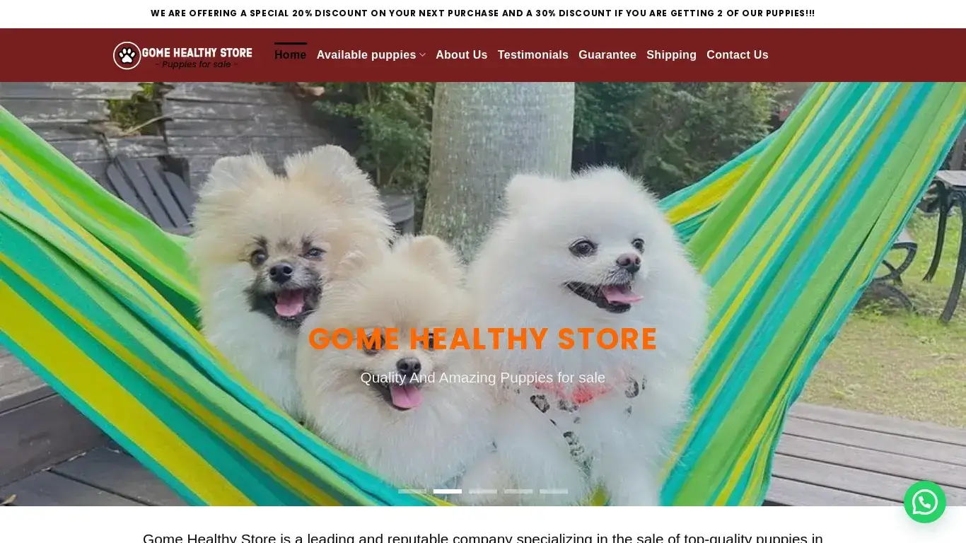 is Gome Healthy Store – gomehealthystore.com – Puppies for sale in Australia legit? screenshot