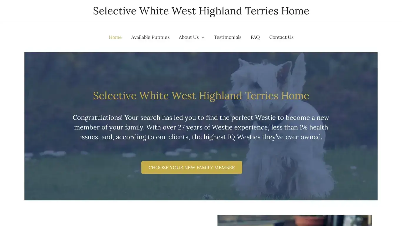 is Selective White West Highland Terries Home legit? screenshot
