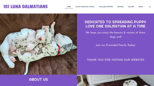 A screenshot of 101luadalmatians.com