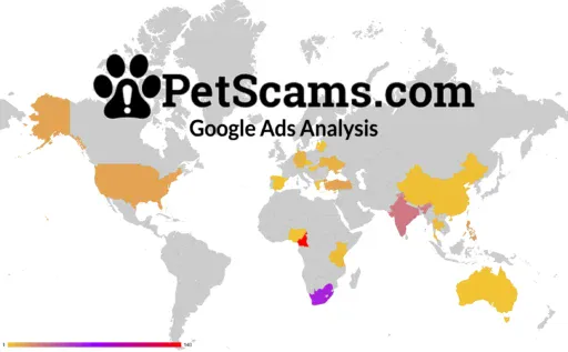 A map which shows Pet Scam-Websites-promoted-on-Google-search|report-google-search-ad-step-1|report-Google-search-ad-step-2