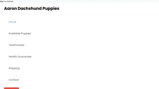 A screenshot of Aarondachshundpuppies.com