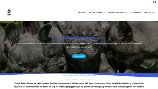 A screenshot of Aaronsfrenchbully.com