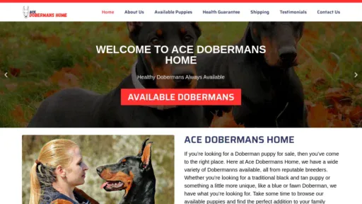A screenshot of Acedobermanshome.com
