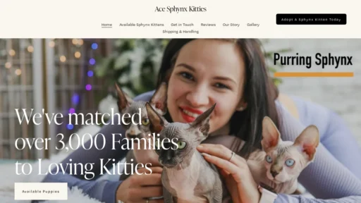 A screenshot of Acesphynxkitties.com