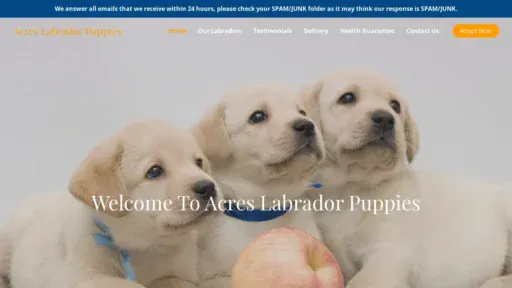 A screenshot of Acreslabradorpuppies.com