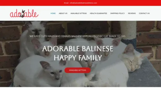 A screenshot of Adorablebalinesekittens.com