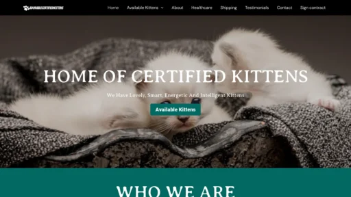 A screenshot of Adorablecertifiedkittens.com