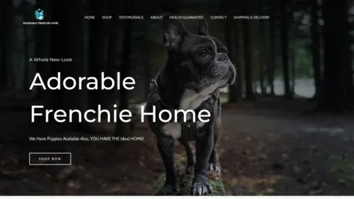 A screenshot of Adorablefrenchiehome.com