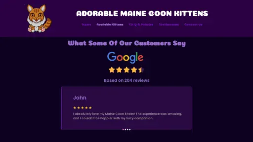 A screenshot of Adorablemainecoonkittens.com