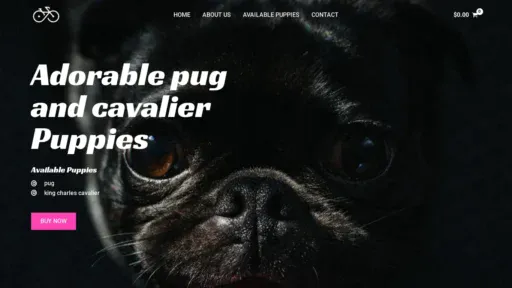 A screenshot of Adorablepugandcavalierpuppies.com