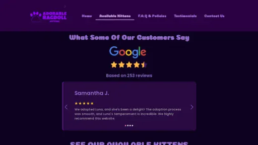 A screenshot of Adorableragdollkittens.com