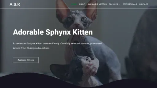 A screenshot of Adorablesphynxkitten.com