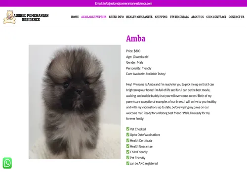 is adoredpomeranianresidence.com legit? screenshot