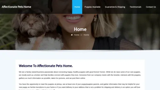 A screenshot of Affectionatepetshome.co.za