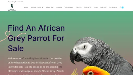 A screenshot of Africangreyparrotforsale.com