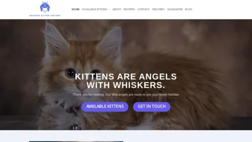 A screenshot of Agathaskittencattery.com