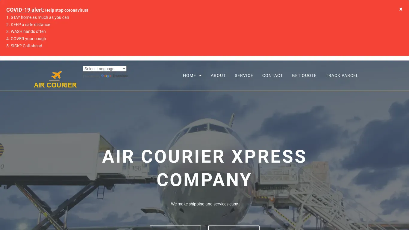 A screenshot of Aircourierxpress.com