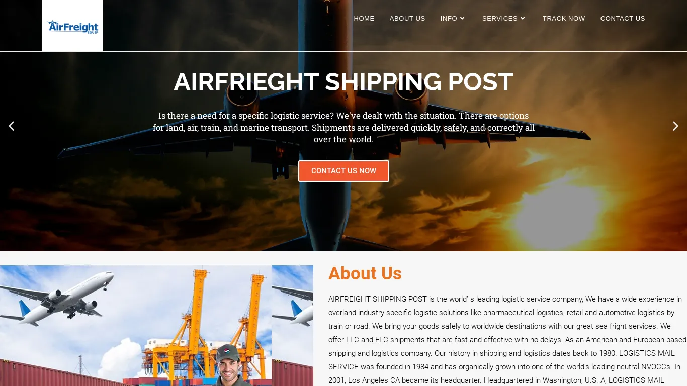 A screenshot of Airfreightshipping.online