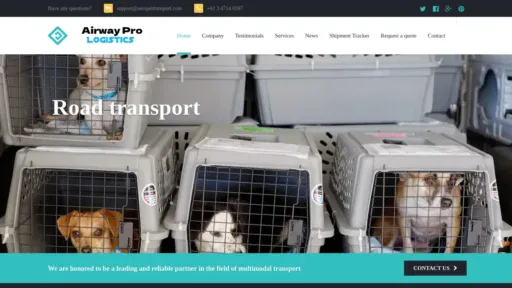 A screenshot of Airwayprologistics.com