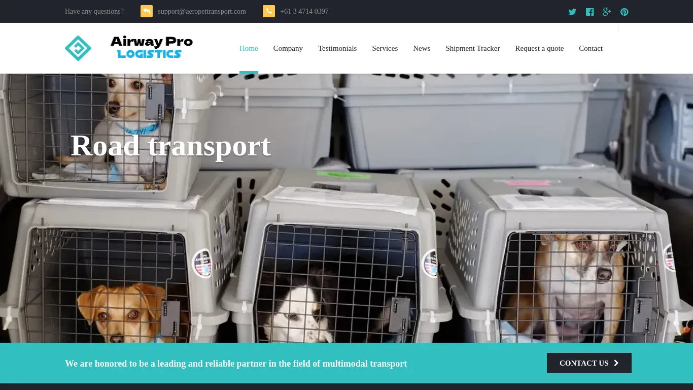 A screenshot of Airwayprologistics.com