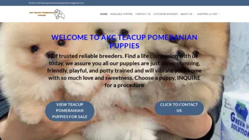 A screenshot of Akcteacuppomeranianpuppies.shop