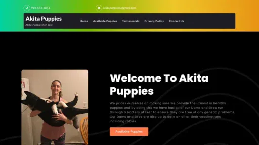 A screenshot of Akitapuppyforsale.com