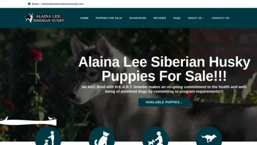 A screenshot of Alainaleesiberianhusky.com