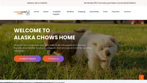 A screenshot of Alaskachowshome.com