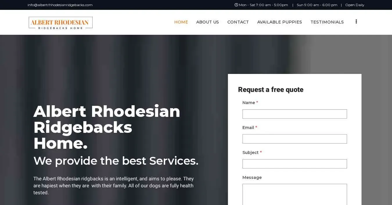 is albertrhhodesianridgebacks.com legit? screenshot