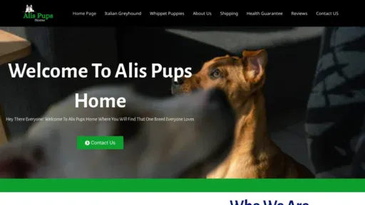 A screenshot of Alisgreyhoundpups.com