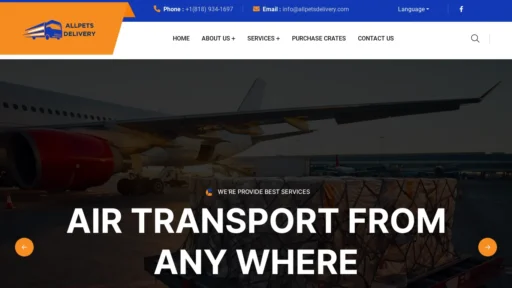 A screenshot of Allpetsdelivery.com