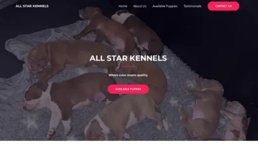 A screenshot of Allstarpitbullkennels.com