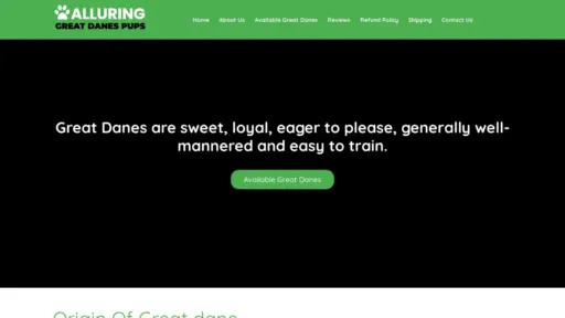 A screenshot of Alluringgreatdanepups.com