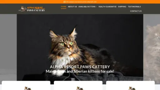 A screenshot of Alpharesortpawscattery.com