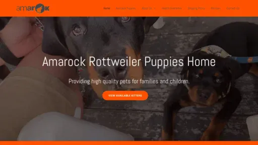 A screenshot of Amarockrottiepuppies.com