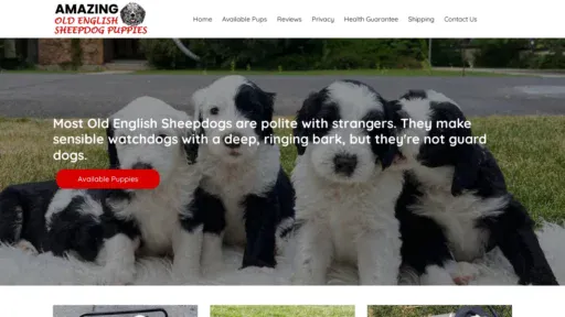 A screenshot of Amazingoldenglishsheepdogpuppies.com