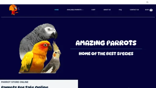 A screenshot of Amazingparrotsforsale.com