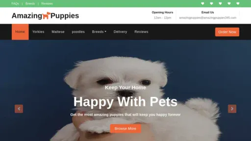 A screenshot of Amazingpuppies345.com