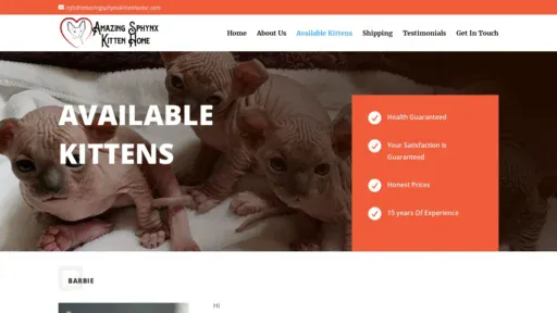 A screenshot of Amazingsphynxkittenhome.com