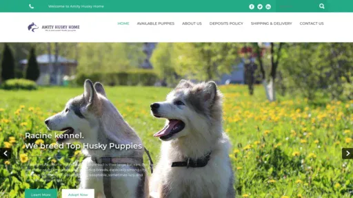 A screenshot of Amityhuskyhome.com