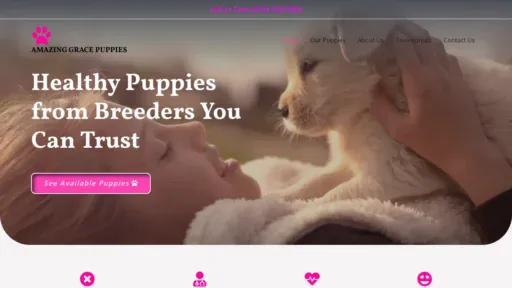 A screenshot of Amzing-grace-puppies.com